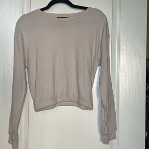 Streetwear Society Cream Ribbed Knit Top